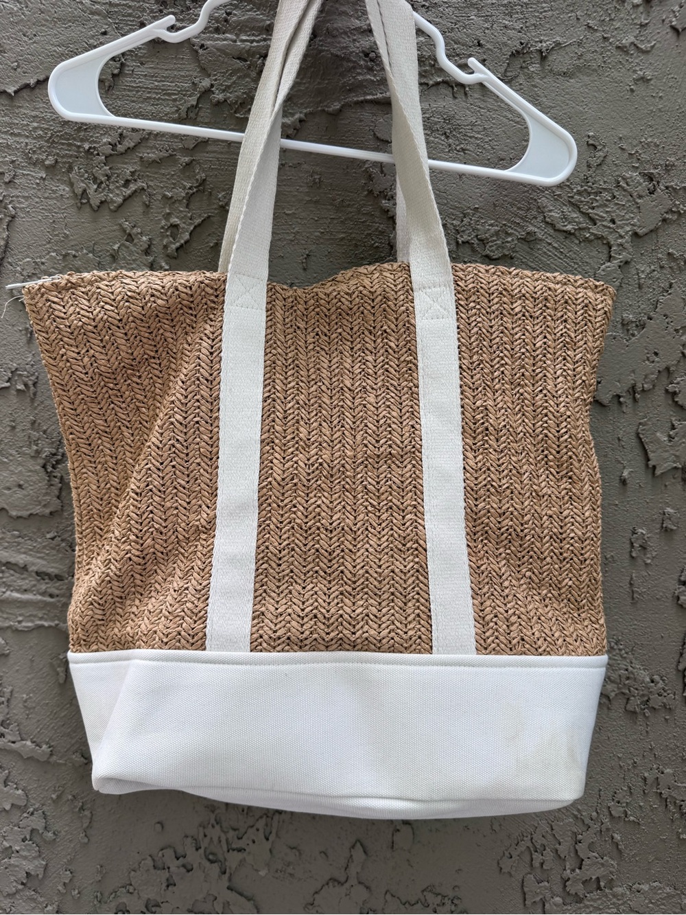 Show Me Your Mumu Sunseeker Tote White Canvas Rattan Beach Pool Tote View 3